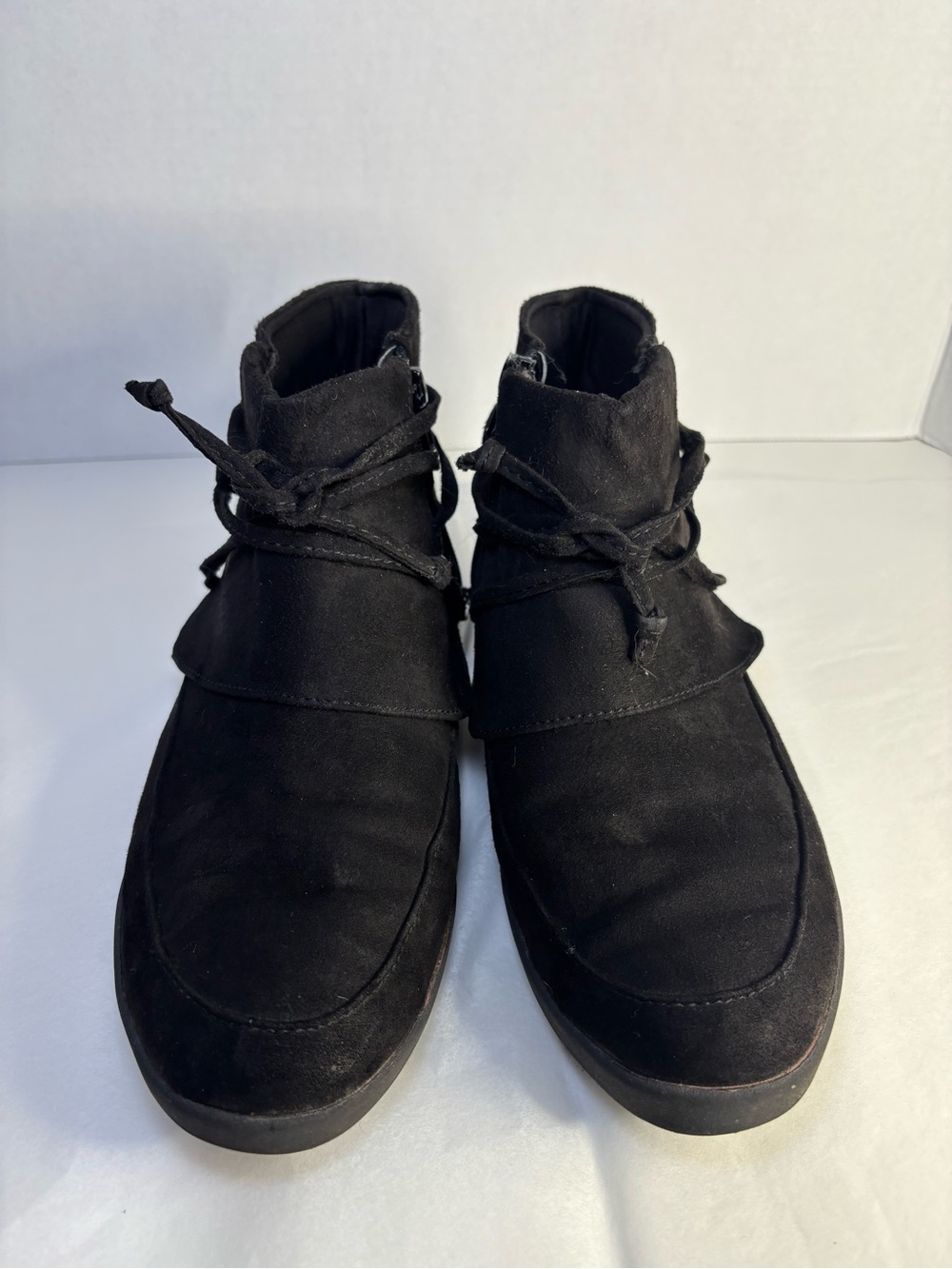 Airwalk Black Suede Ankle Booties with Wrap Laces